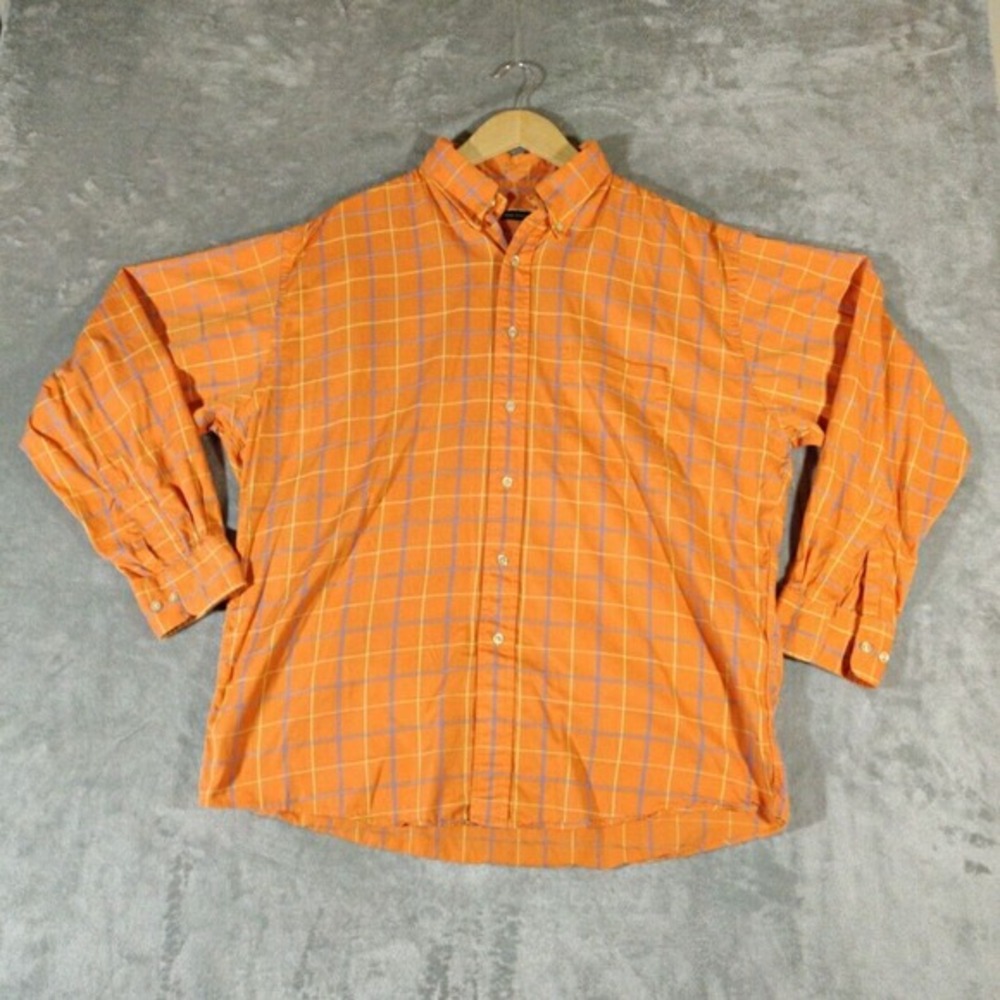 Gitman Bros Shirt Mens Large Orange Button Down Long‎ Sleeve Casual